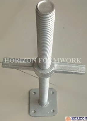 Solid Steel Scaffold Screw Jack , Scaffold Leveling Jack Support Horizontal Beam