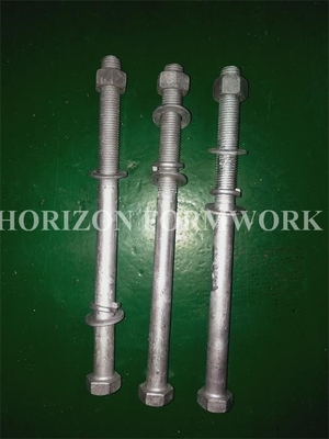 HDG M16 Concrete Forming Accessories Bolts And Nuts With Spring Washers For Electricity Towers